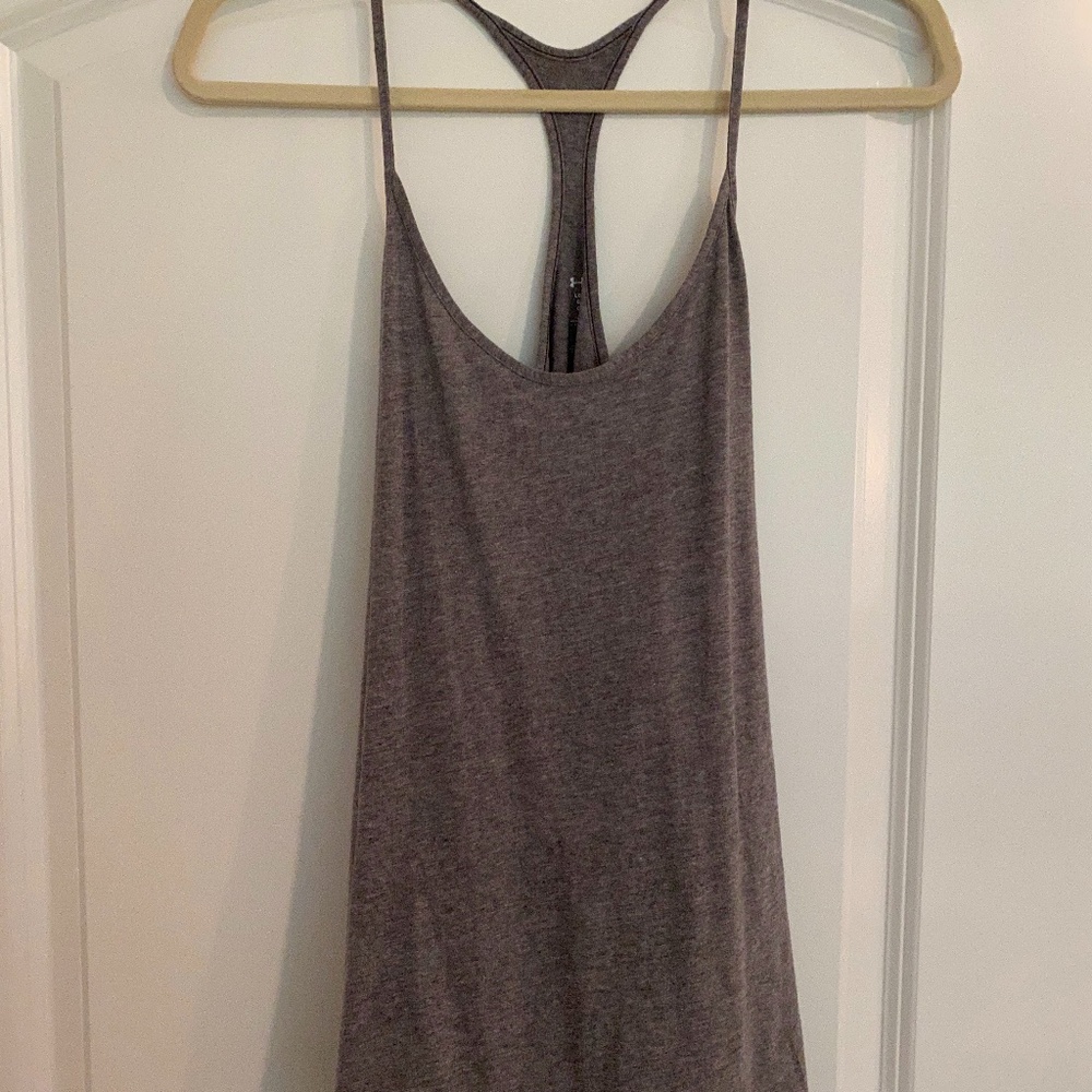 Long gray Under Armour workout tank